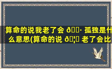 算命的说我老了会 🕷 孤独是什么意思(算命的说 🦈 老了会比较孤独是什么意思)